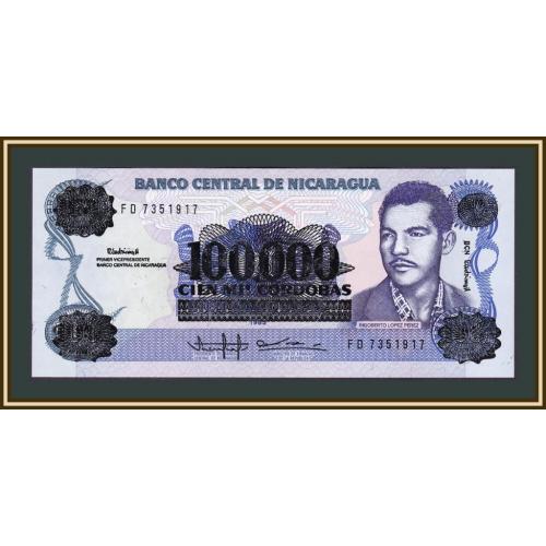 Никарагуа 100000 кордоб 1985 (1989) P-159 (159а) UNC