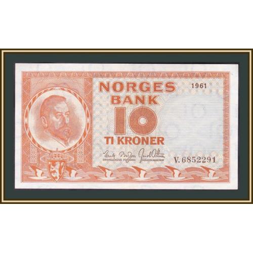 Норвегия 10 крон 1961 P-31 (31c.3) XF / a-UNC