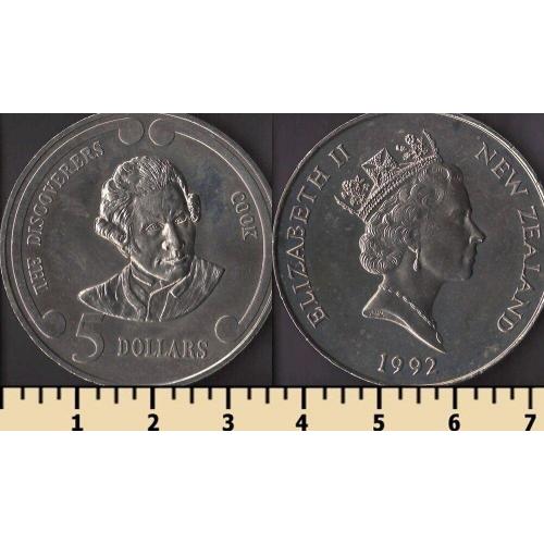 Новая Зеландия 5 долларов 1992