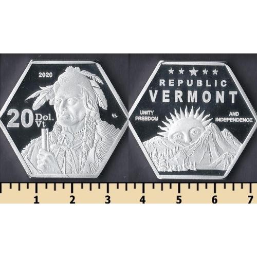Республика Вермонт 20 долларов 2020