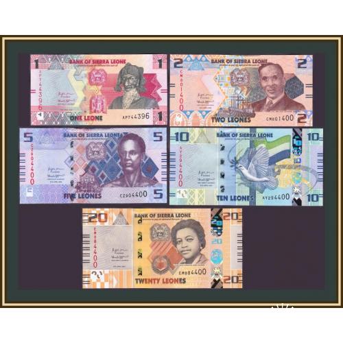 Сьерра-Леоне 1+2+5+10+20 леоне 2022 P-34-38 UNC Новинка!