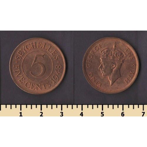 Сейшельские острова 5 центов 1948