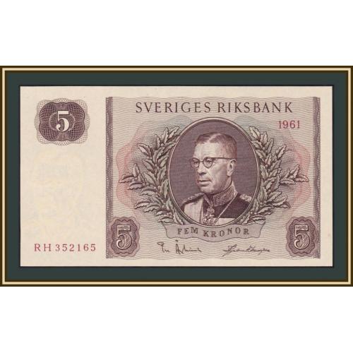 Швеция 5 крон 1961 P-42 (42f) UNC