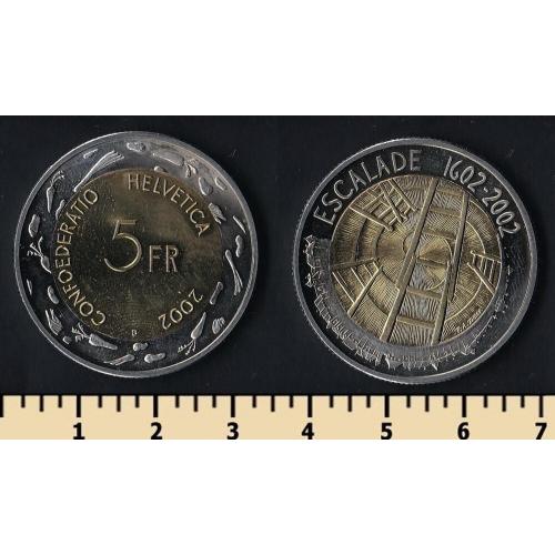 Швейцария 5 франков 2002