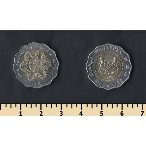 Сингапур 5 долларов 1995