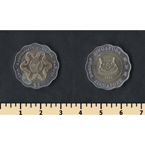 Сингапур 5 долларов 1995