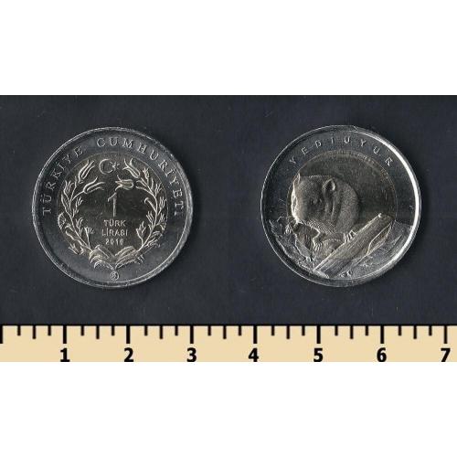 Турция 1 лира 2016