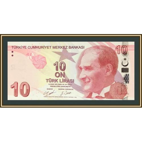Турция 10 лир 2009 (2020) P-223 (223d) UNC