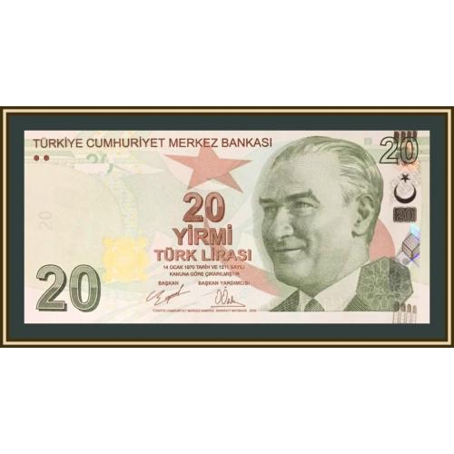 Турция 20 лир 2009 (2020) P-224 (224d) UNC