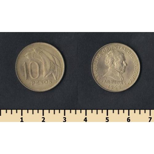 Уругвай 10 песо 1968