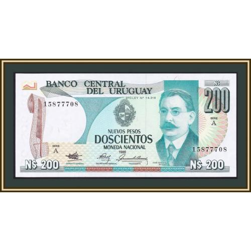 Уругвай 200 новых песо 1986 P-66 (66a) UNC