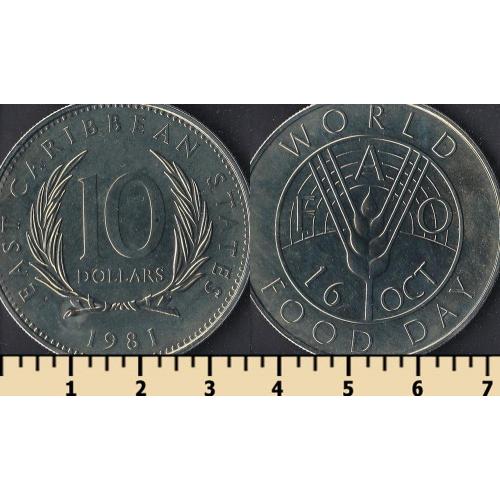Восточно-Карибские штаты 10 долларов 1981