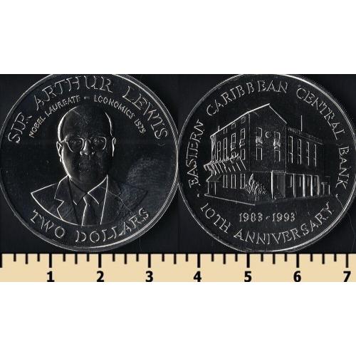 Восточно-Карибские штаты 2 доллара 1993