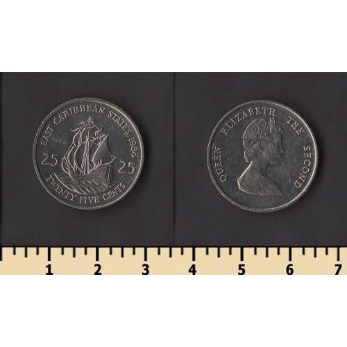 Восточно-Карибские штаты 25 центов 1986