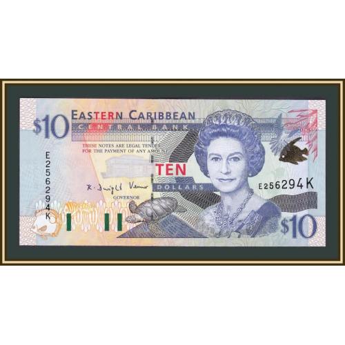Восточные Карибы (K - Сент-Китс) 10 долларов 2000 P-38 (38k) UNC