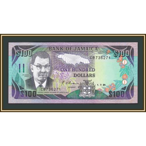 Ямайка 100 долларов 1991 P-75 (75a) UNC