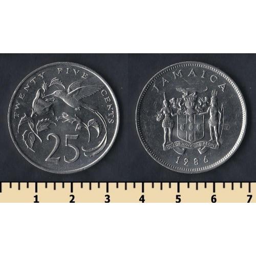 Ямайка 25 центов 1986