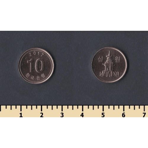 Южная Корея 10 вон 2017