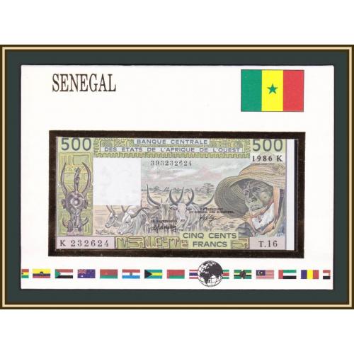 Западная Африка (K - Сенегал) 500 франков 1986 P-706 (706Ki) UNC (конверт)