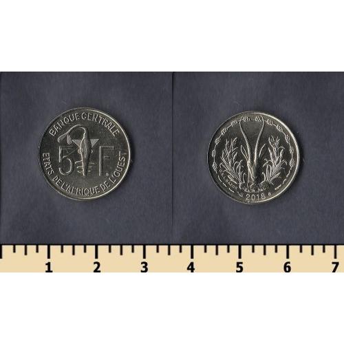 Западно-афр.валютный союз 5 франков 2018