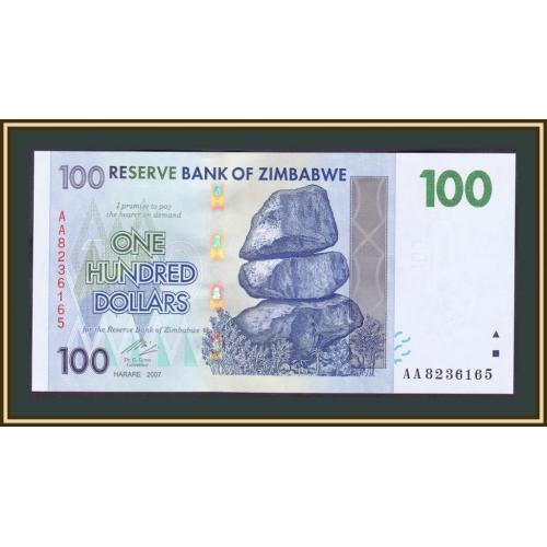 Зимбабве 100 долларов 2007 P-69 (69a) UNC