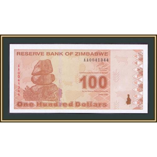 Зимбабве 100 долларов 2009 P-97 UNC