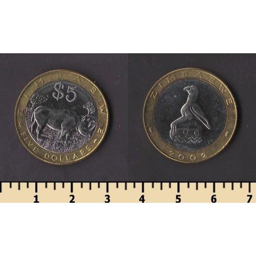 Зимбабве 5 долларов 2002