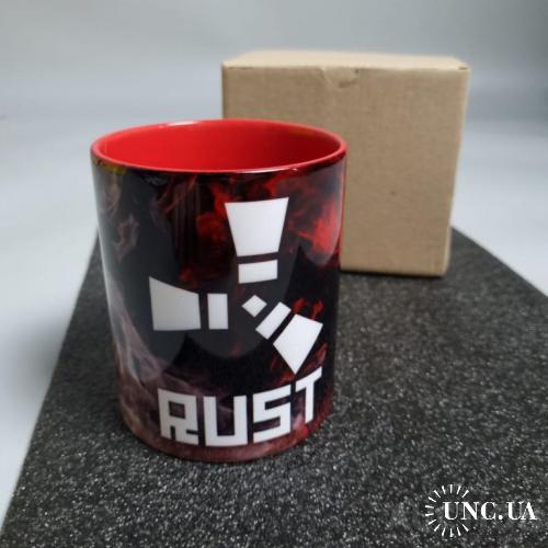 Чашка rust "логотип з чорним та червоним фоном"
