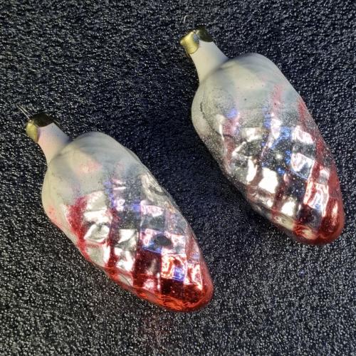 Елочная игрушка "шишки с красно-серебряным переливом" 2 шт, СССР