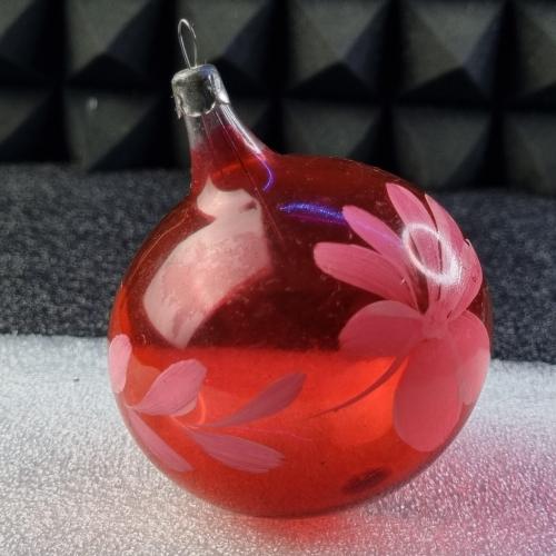 Елочный стеклянный шарик с росписью, СССР