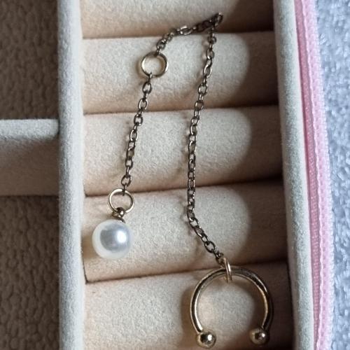 Кафф для вуха з ланцюжком та перлиною