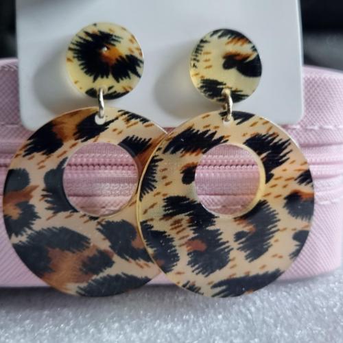 Леопардові сережки-кільця з акрилу