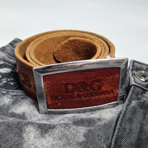 Ремінь шкіряний D&amp;G Dolce &amp; Gabbana, коричневий, з металевою пряжкою