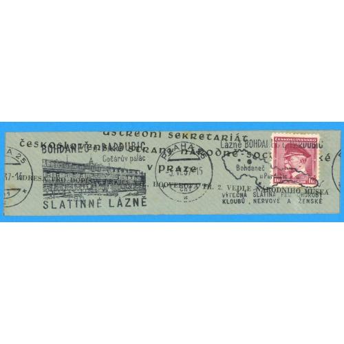 1937 Чехословаччина Чехословакия  Вирізка з поштового конверта марка Мі 333