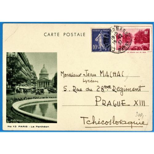 1937 Франція Франция   Листівка Почтовая карточка  Шалон-сюр-Марн-Прага