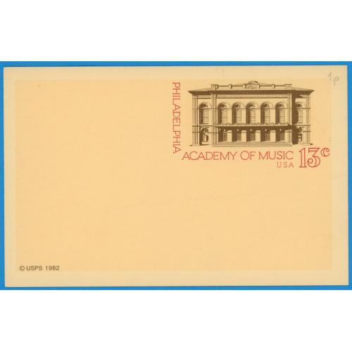 1982 США Листівка Почтовая карточка Філадельфійська академія музики