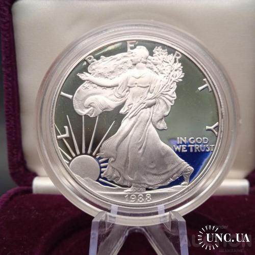 Американський срібний орел США 1 долар 1988 S / 1 унція срібло Ag 999 Пруф Крокуюча Свобода