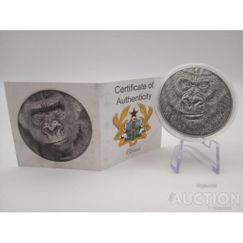 Горила 2015 Гана 5 седі / 1 унція срібло Ag 999 Antique Finish