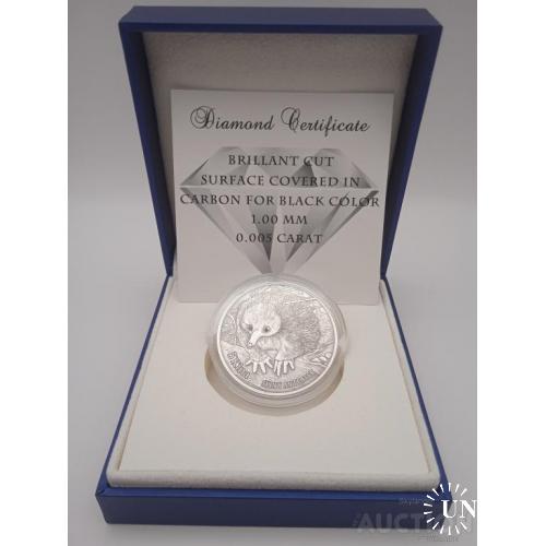 Єхидна 2012 Папуа-Нова Гвінея 5 кіна / 1 унція срібло Ag 999 Antique Finish з чорними діамантами