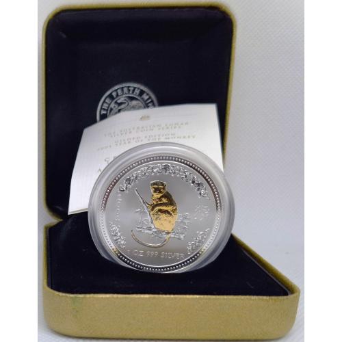 Срібна монета Австралія Lunar 2004 — Рік Мавпи (Gilded), футляр + сертифікат