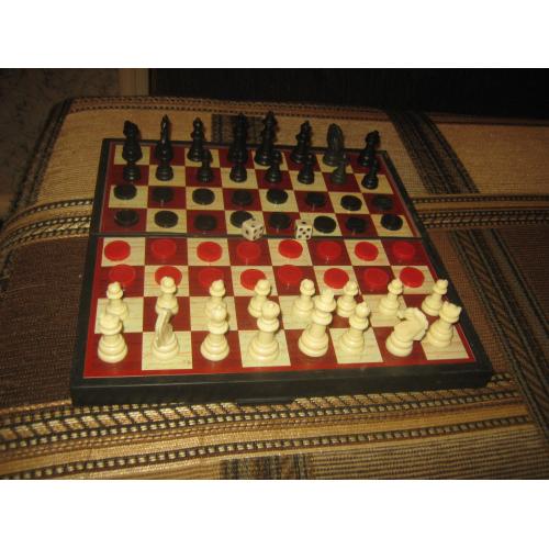 Магнитные шахматы-шашки-нарды,комплект