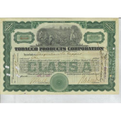 Акція (цінний папір) компанії "Tobacco Products Corporation", 1925 р.