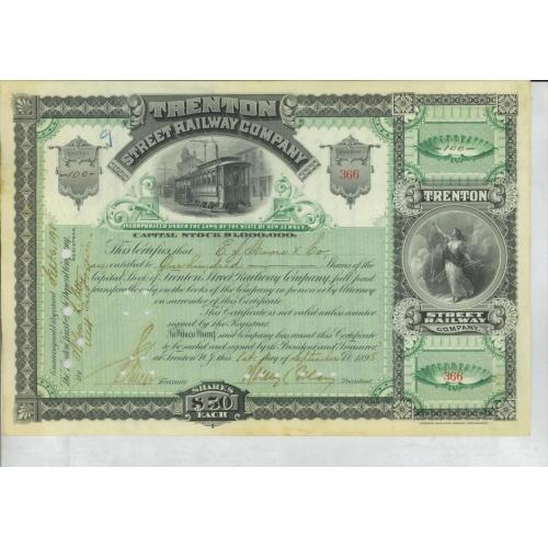 Акція компанії Trenton Street Railway Company. 1894 р.