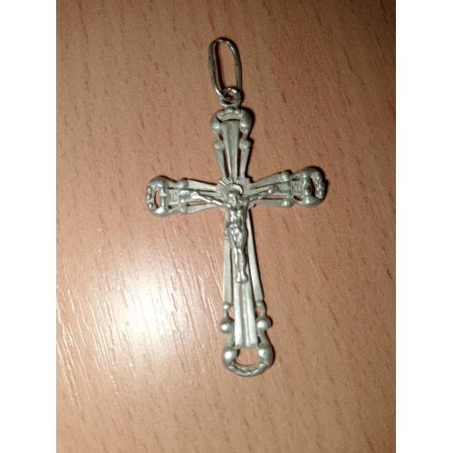 Серебряный нательный крестик с распятием, ажурный, 925 проба