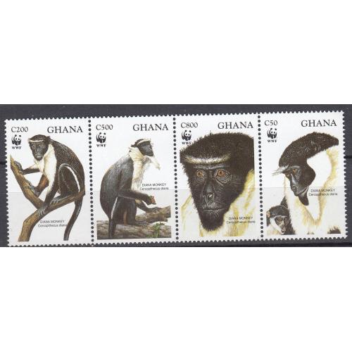 ГАНА. 1994 Фауна Животные Обезьяны (**)