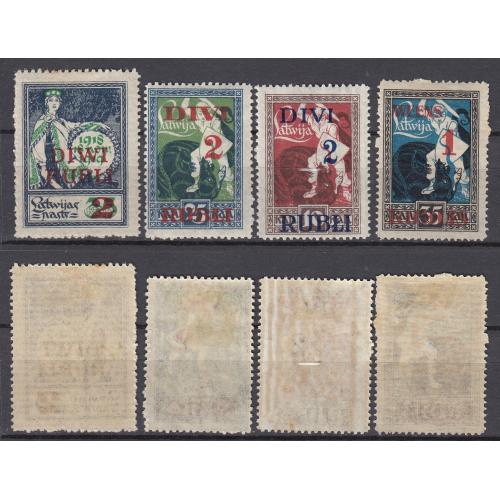 ЛАТВИЯ 1920 Национальные костюмы Легенды Надпечатка (*) Mi 60-63