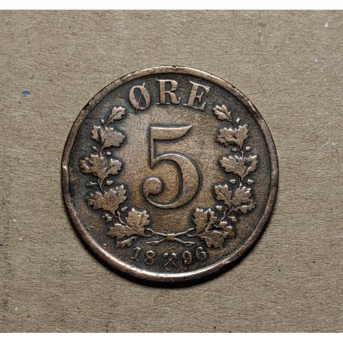 Норвегия 5 эре, 1896