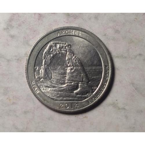 25 центов США 1/4 доллара 2014 Национальный парк Арки
