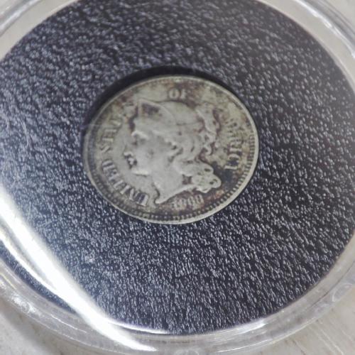 3 цента США  1868 года с сертификатом