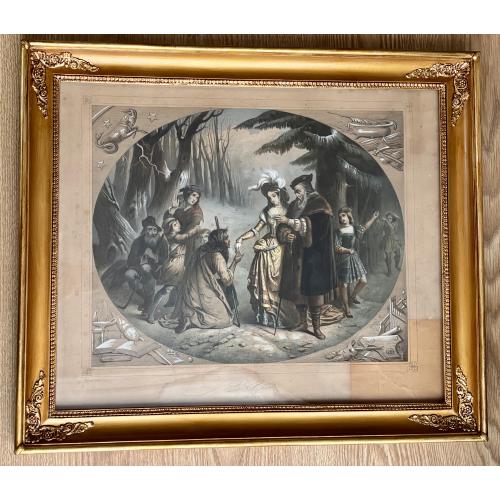 Антикварные французские литографии XIX века, комплект 4 шт., Lemercier